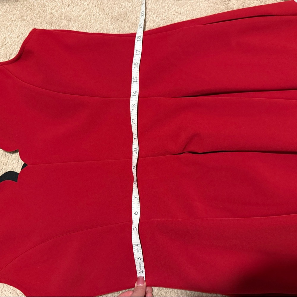 Banana Republic Fit and Flare Red Scalloped Dress Size 14 - Picture 6 of 7
